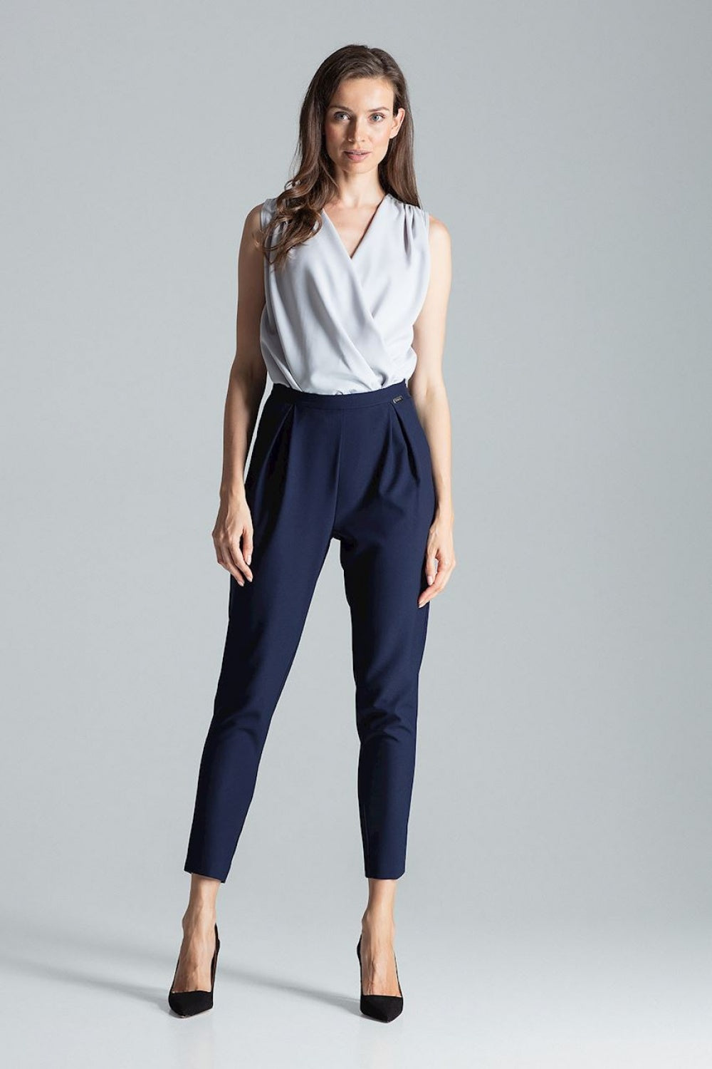 Figl Navy Pleated Trousers