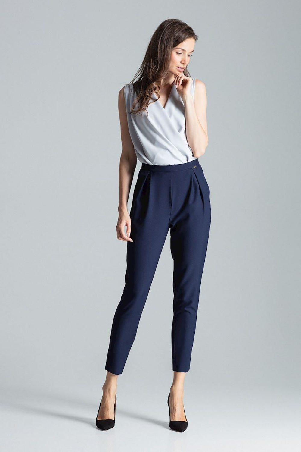 Figl Navy Pleated Trousers - view 2