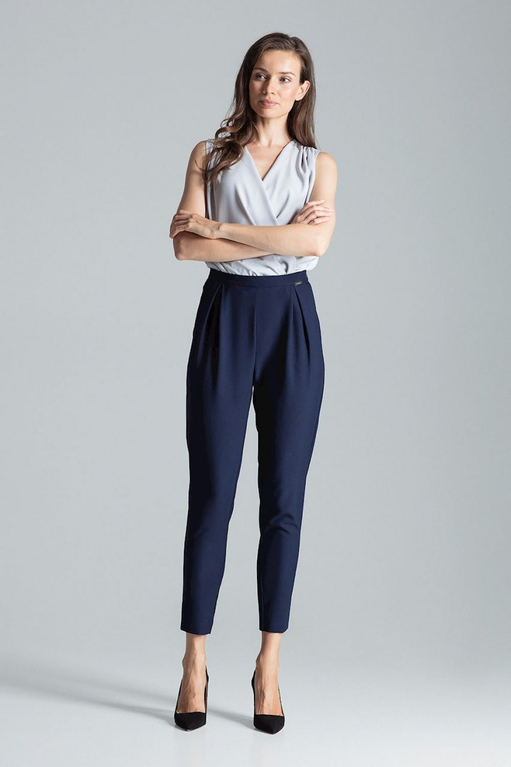 Figl Navy Pleated Trousers - view 4