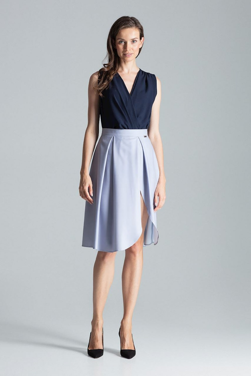 Figl Grey Pleated Midi Skirt