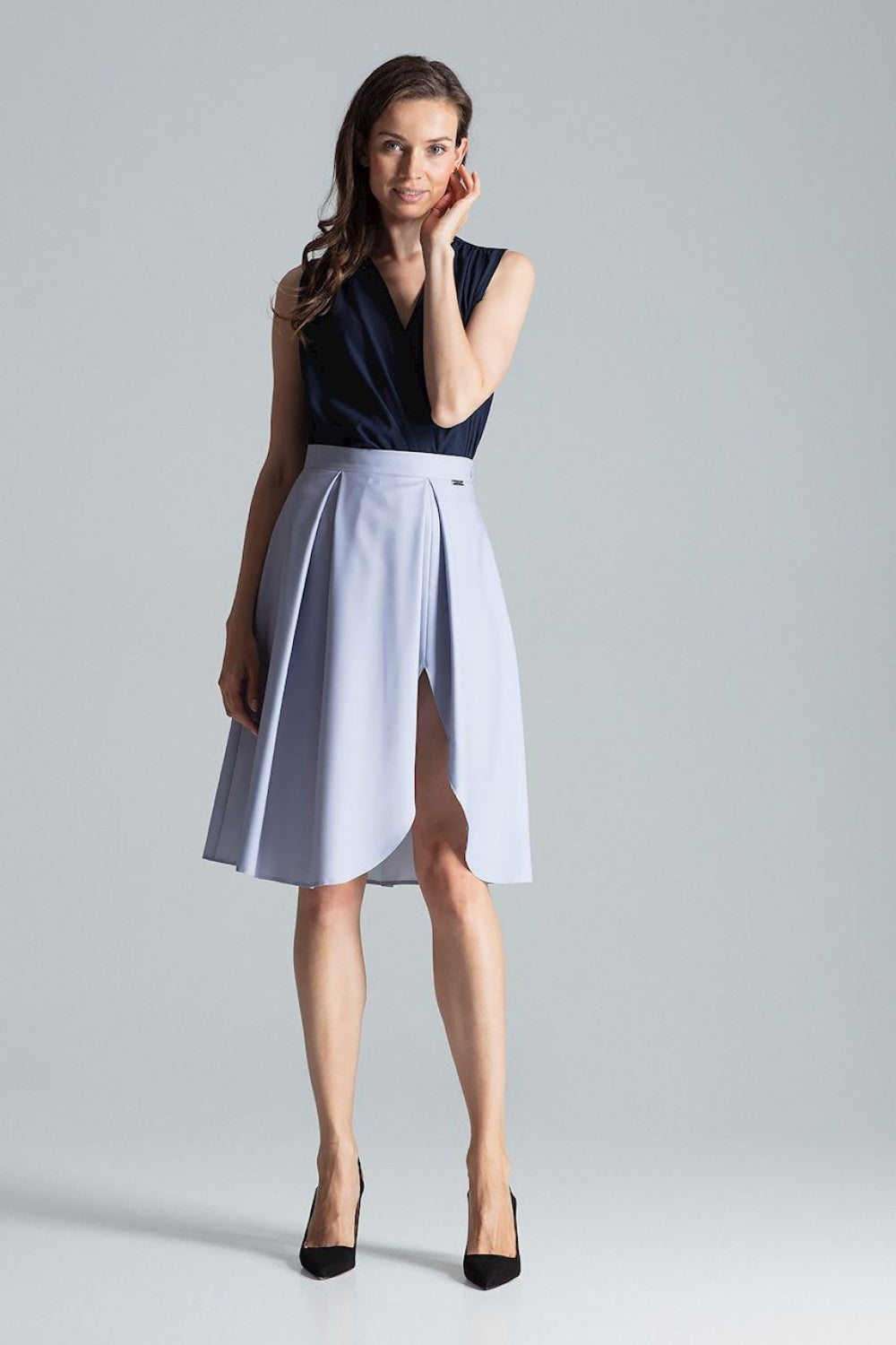 Figl Grey Pleated Midi Skirt - view 2