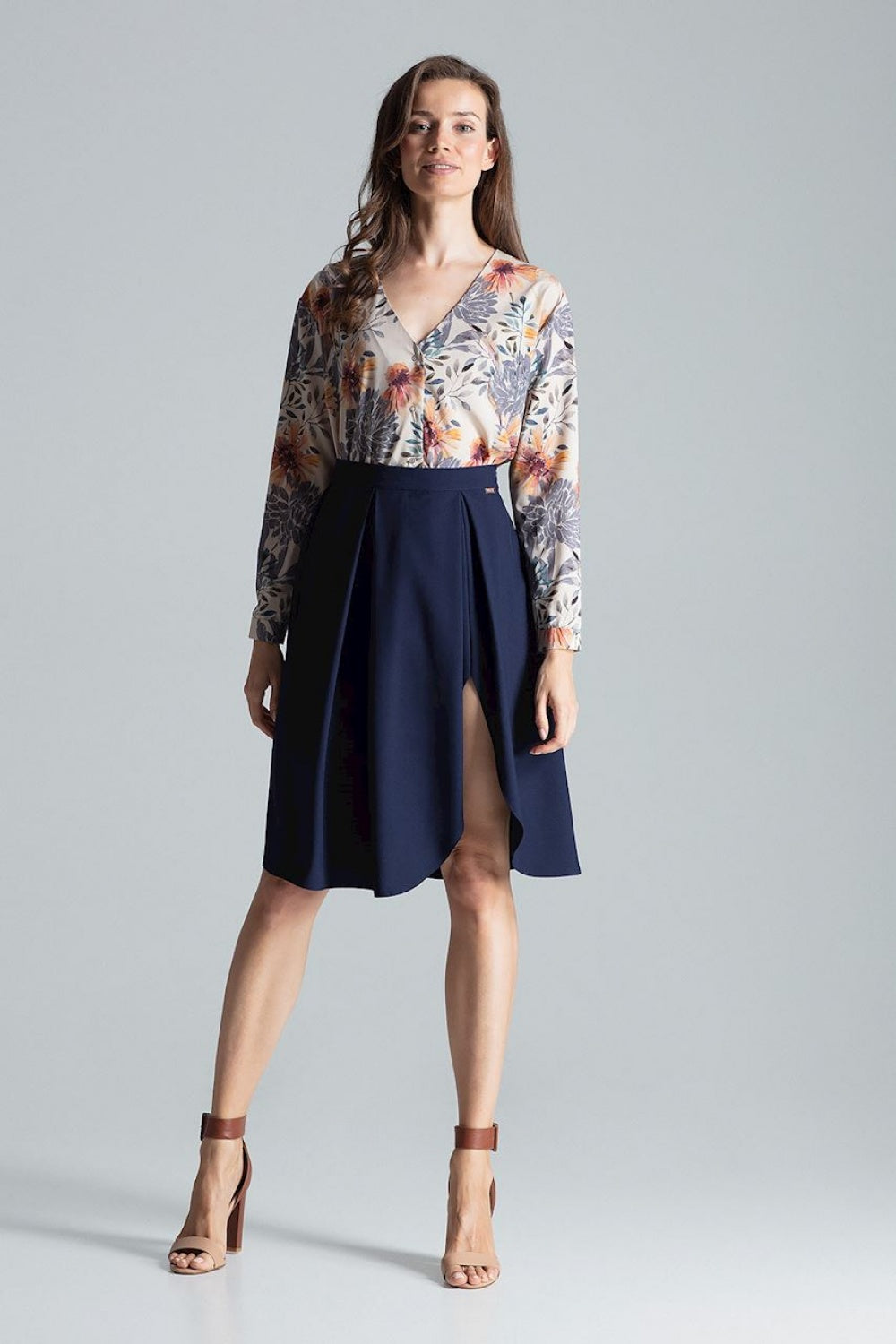 Figl Navy Asymmetric Midi Skirt