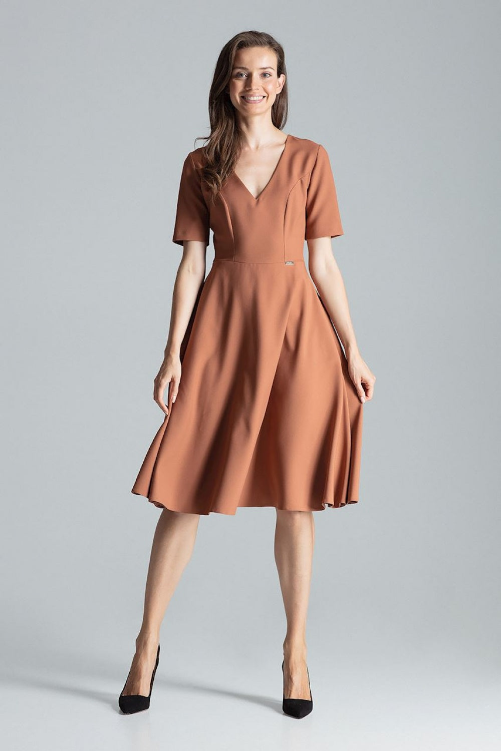 Figl Brown Midi Flared Dress - view 2