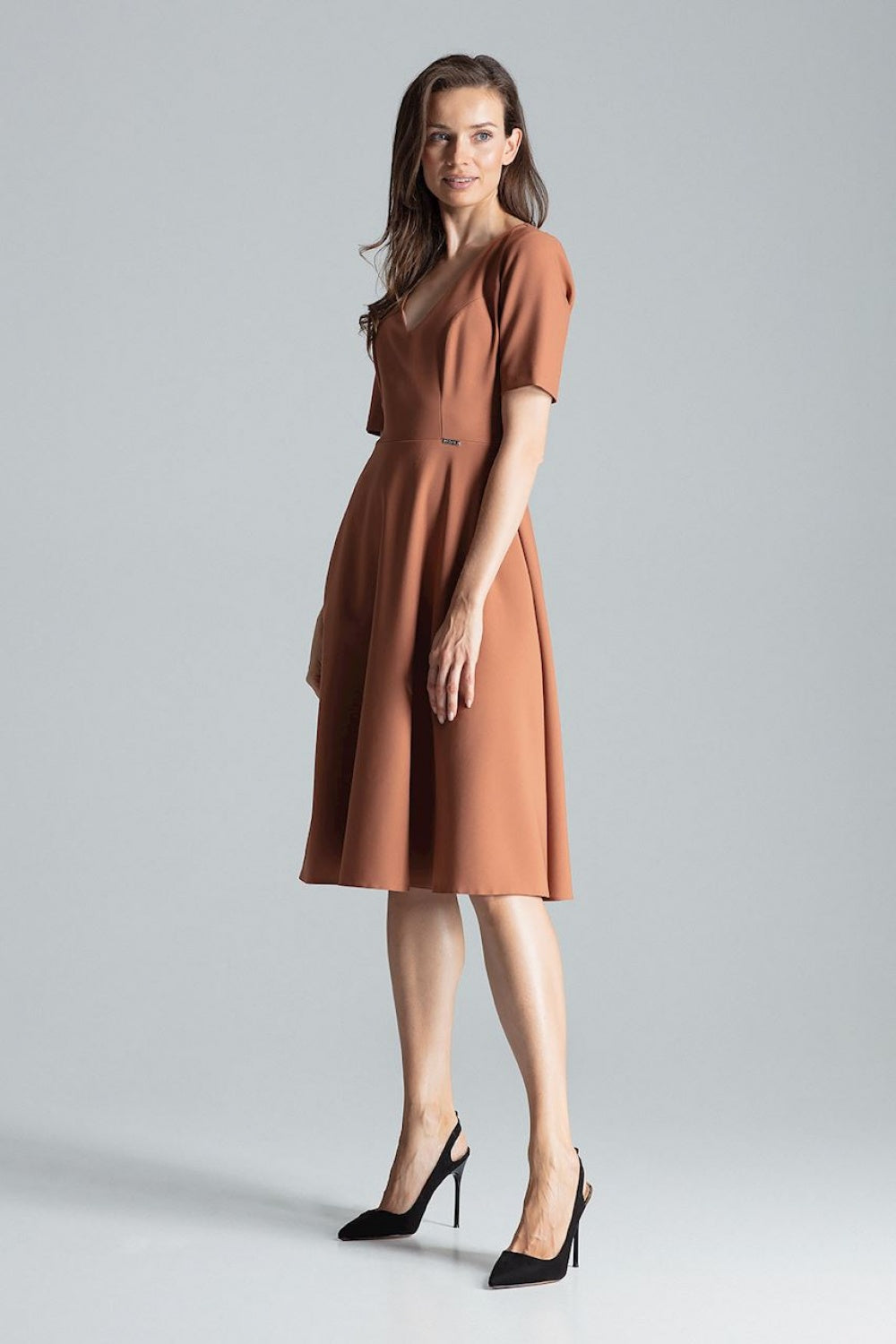 Figl Brown Midi Flared Dress - view 4