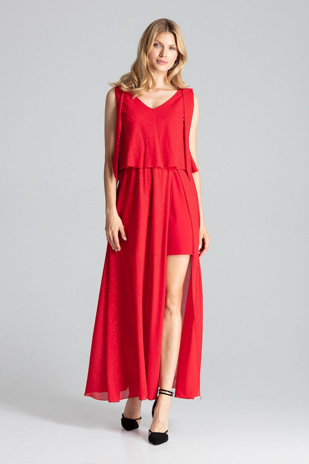 Figl Red Bodycon Sleeveless Cocktail Dress