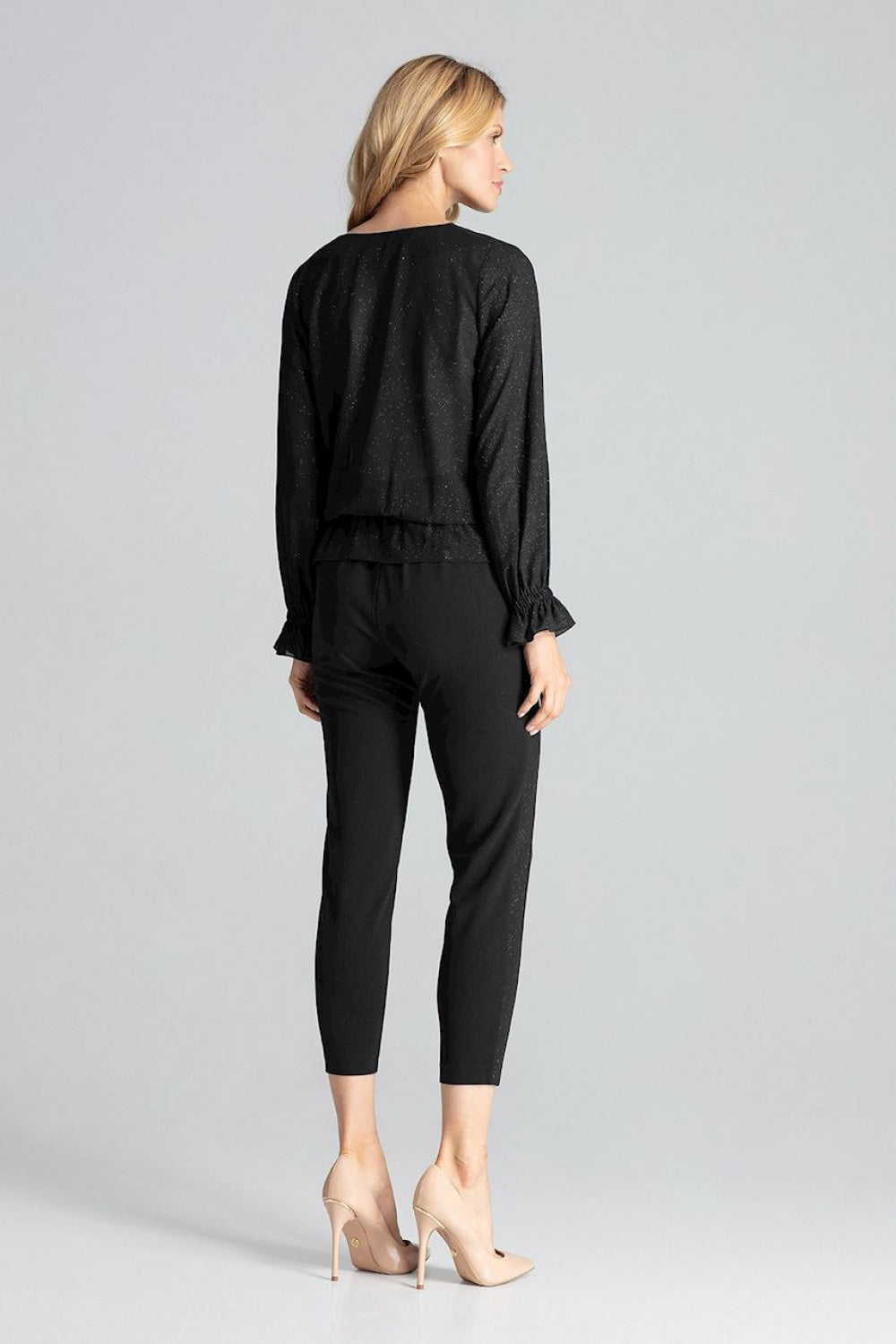 Figl Black Wrap Long Sleeve Blouse - view 3
