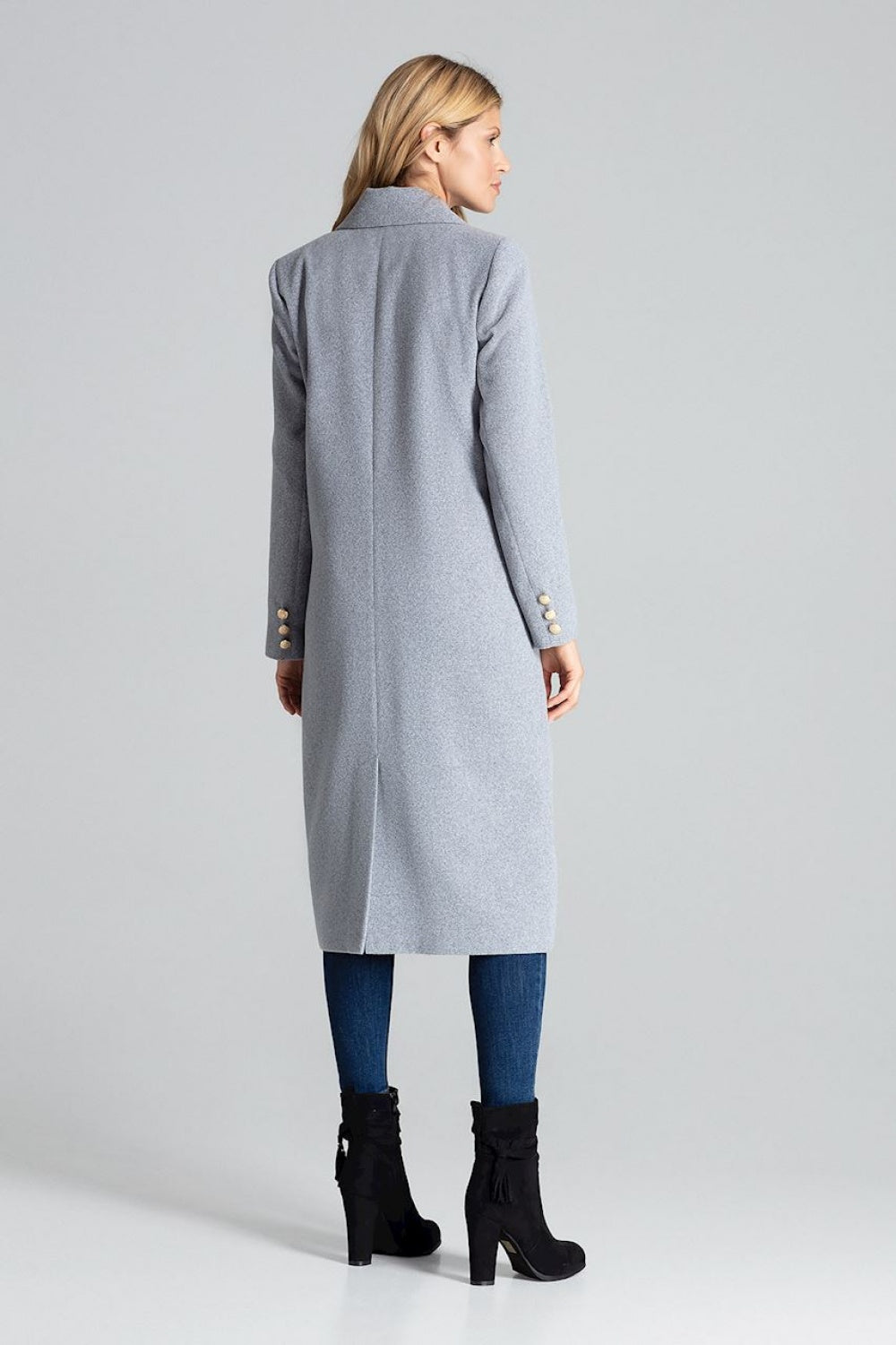 Figl Grey Collared Polyester Coat - view 3