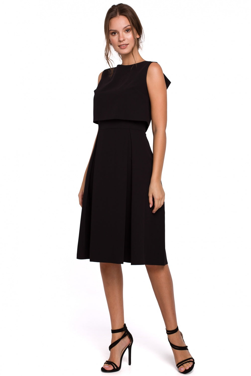 Makover Black Pleated Evening Dress