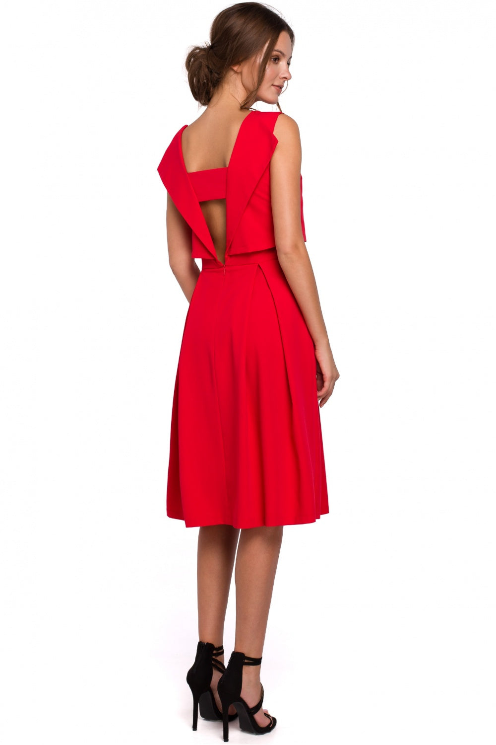 Makover Red Pleated Evening Dress - view 2