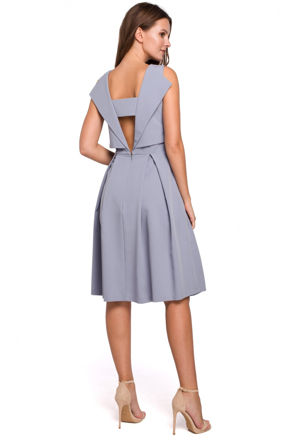 Makover Dove Grey Pleated Evening Dress - view 2