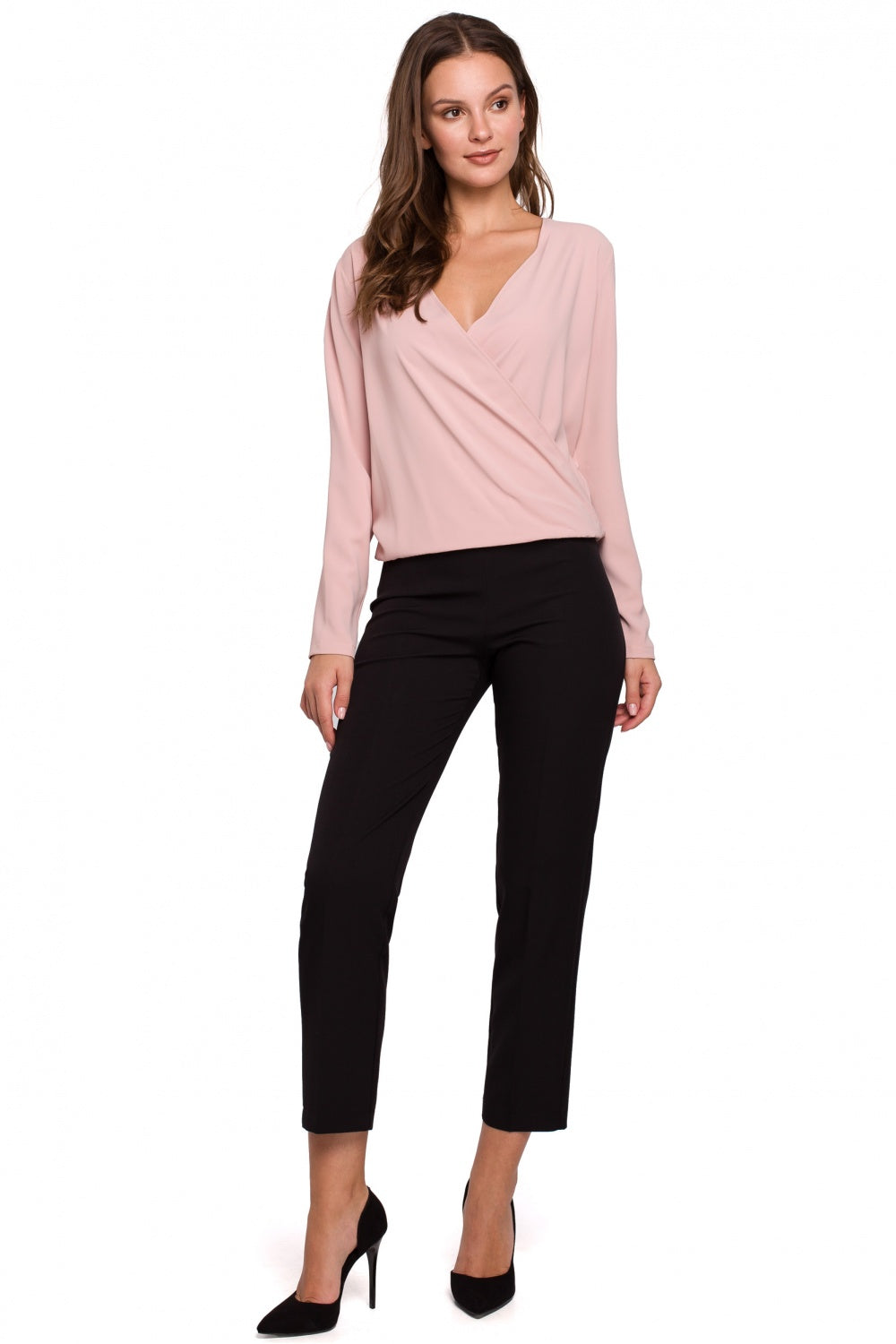 Makover Powder Pink Wrap Blouse - view 2