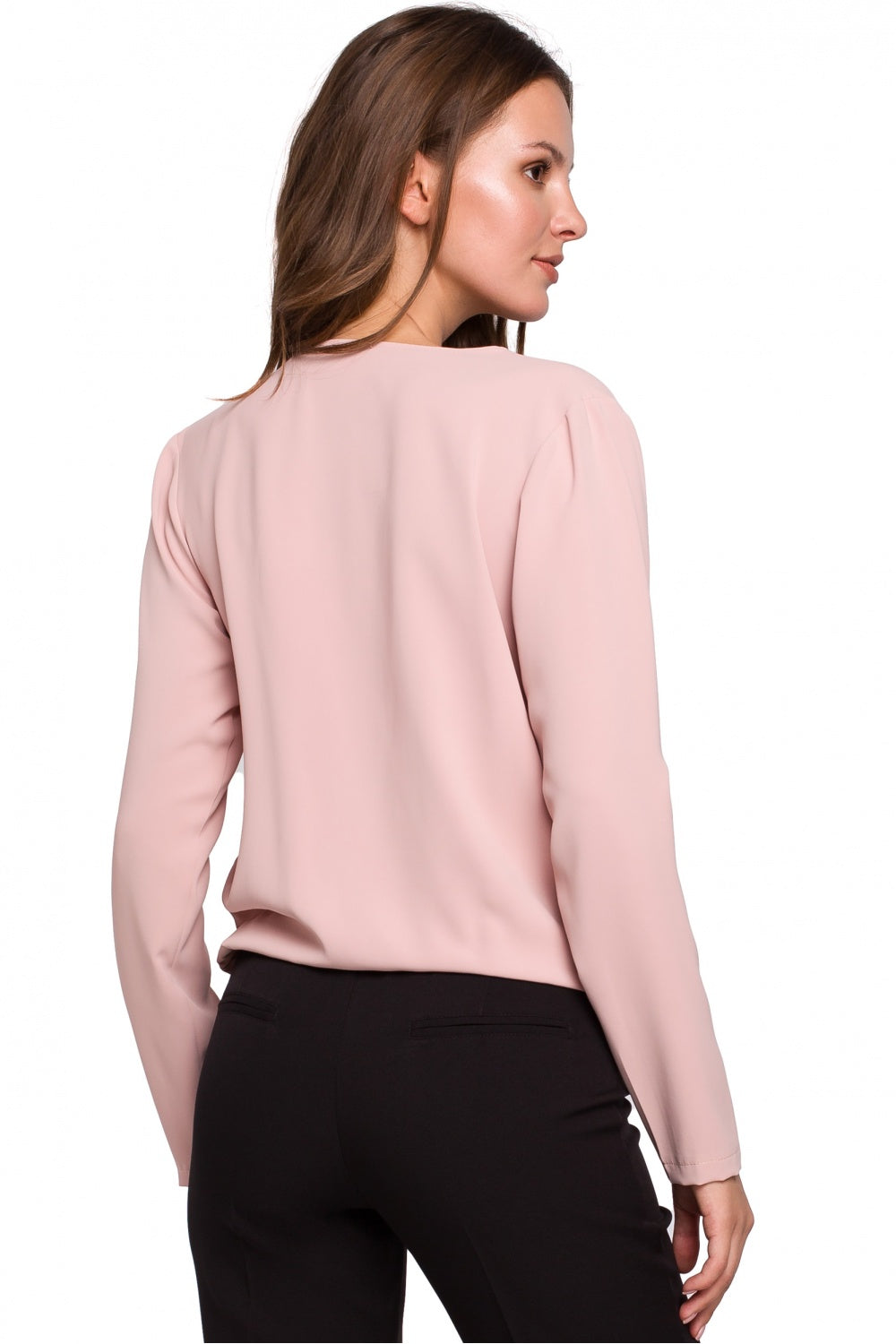 Makover Powder Pink Wrap Blouse - view 3
