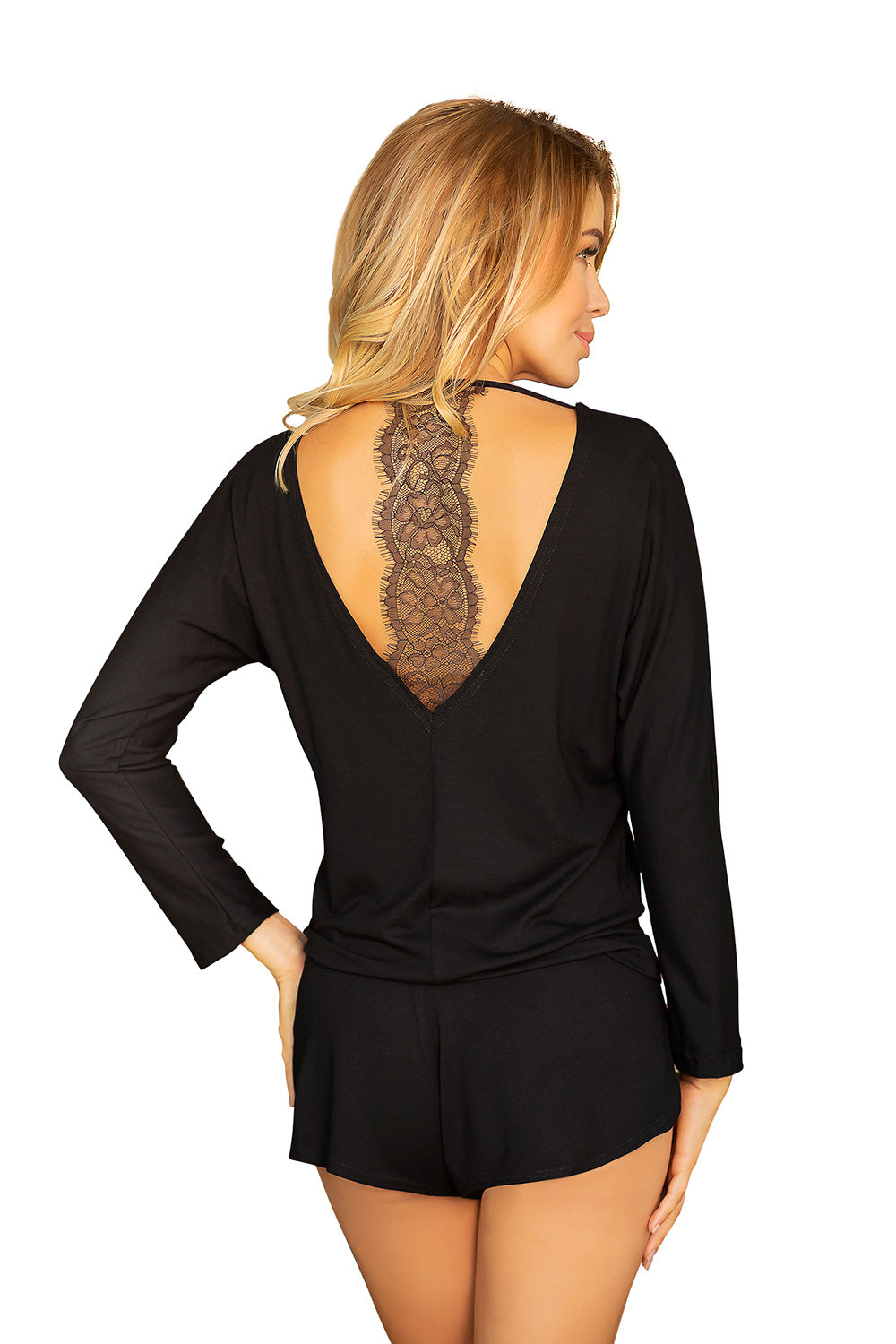 Kalimo Chalandri Black Lace Pyjama Set