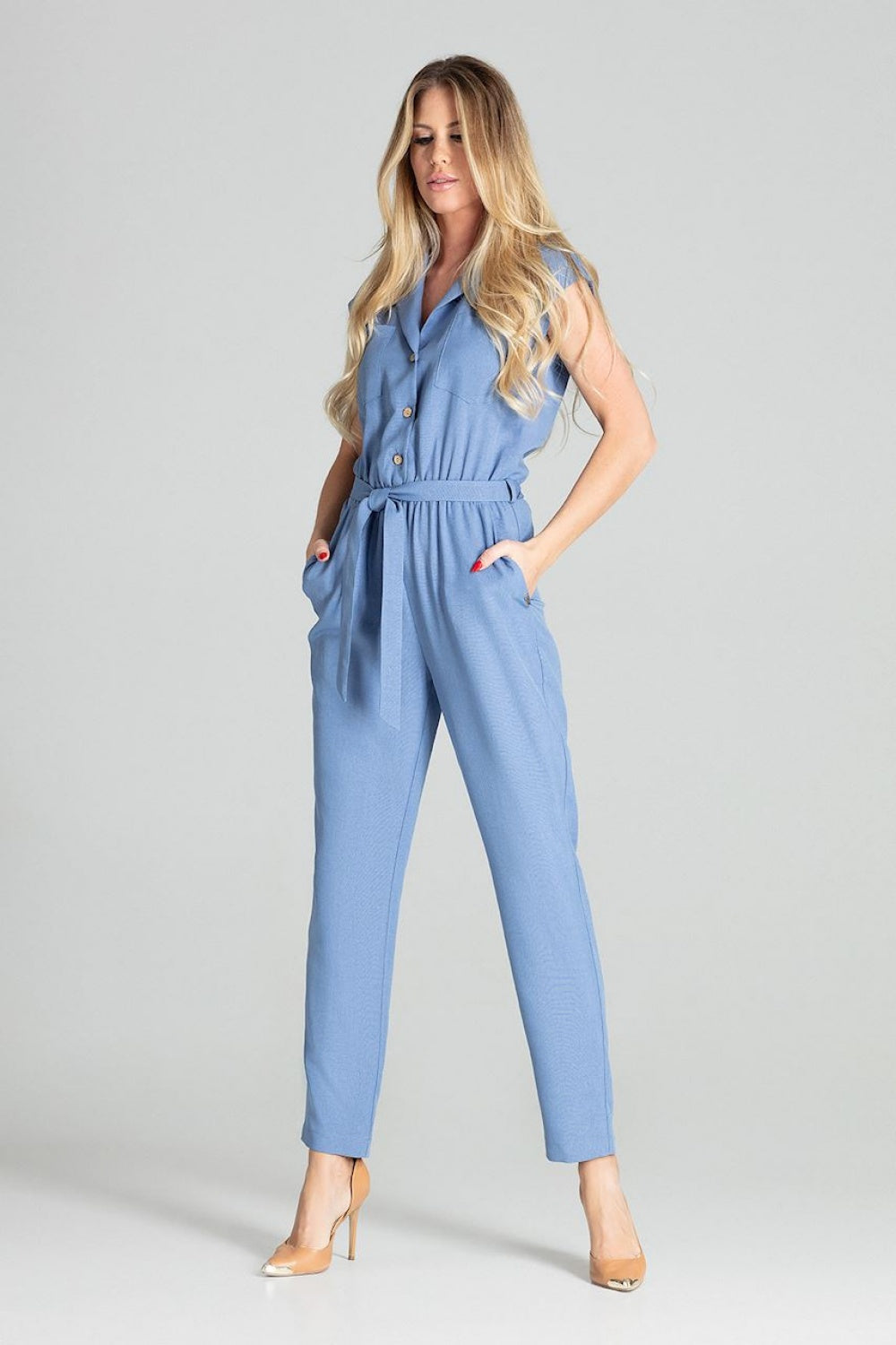 Figl Blue Sleeveless Jumpsuit - view 2