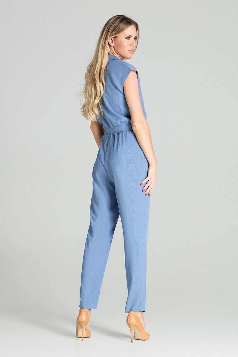 Figl Blue Sleeveless Jumpsuit - view 3