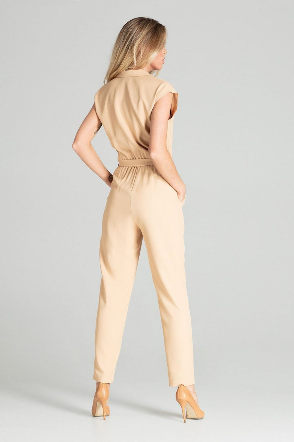 Figl Beige Sleeveless Jumpsuit - view 3