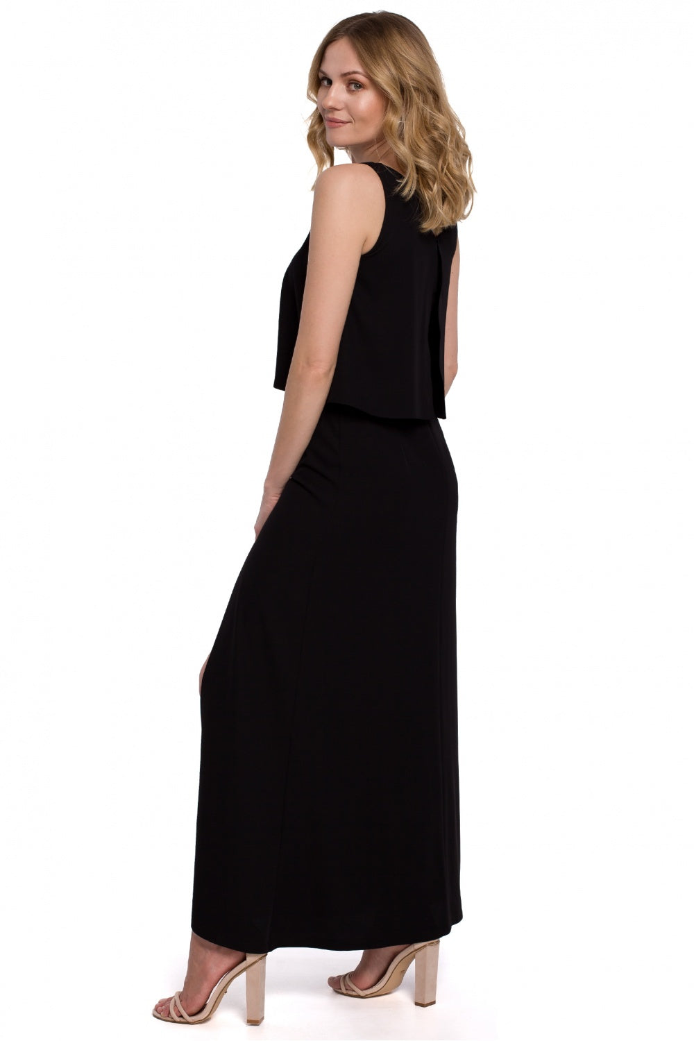 Makover Black Cocktail Dress with Slit - view 2