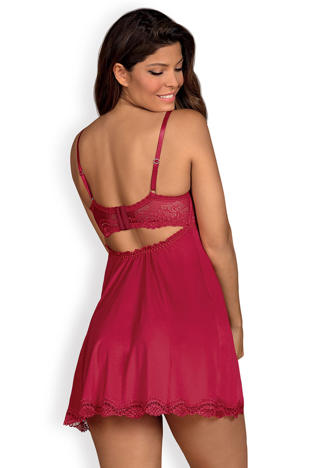 Obsessive Rosalyne Babydoll Red Lace Padded Sexy Lingerie Set - view 3