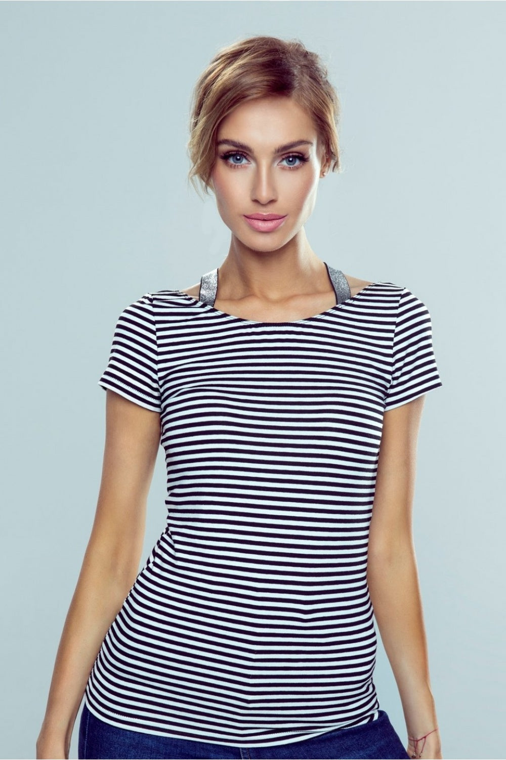 Eldar Meg Black Striped Cotton Blouse