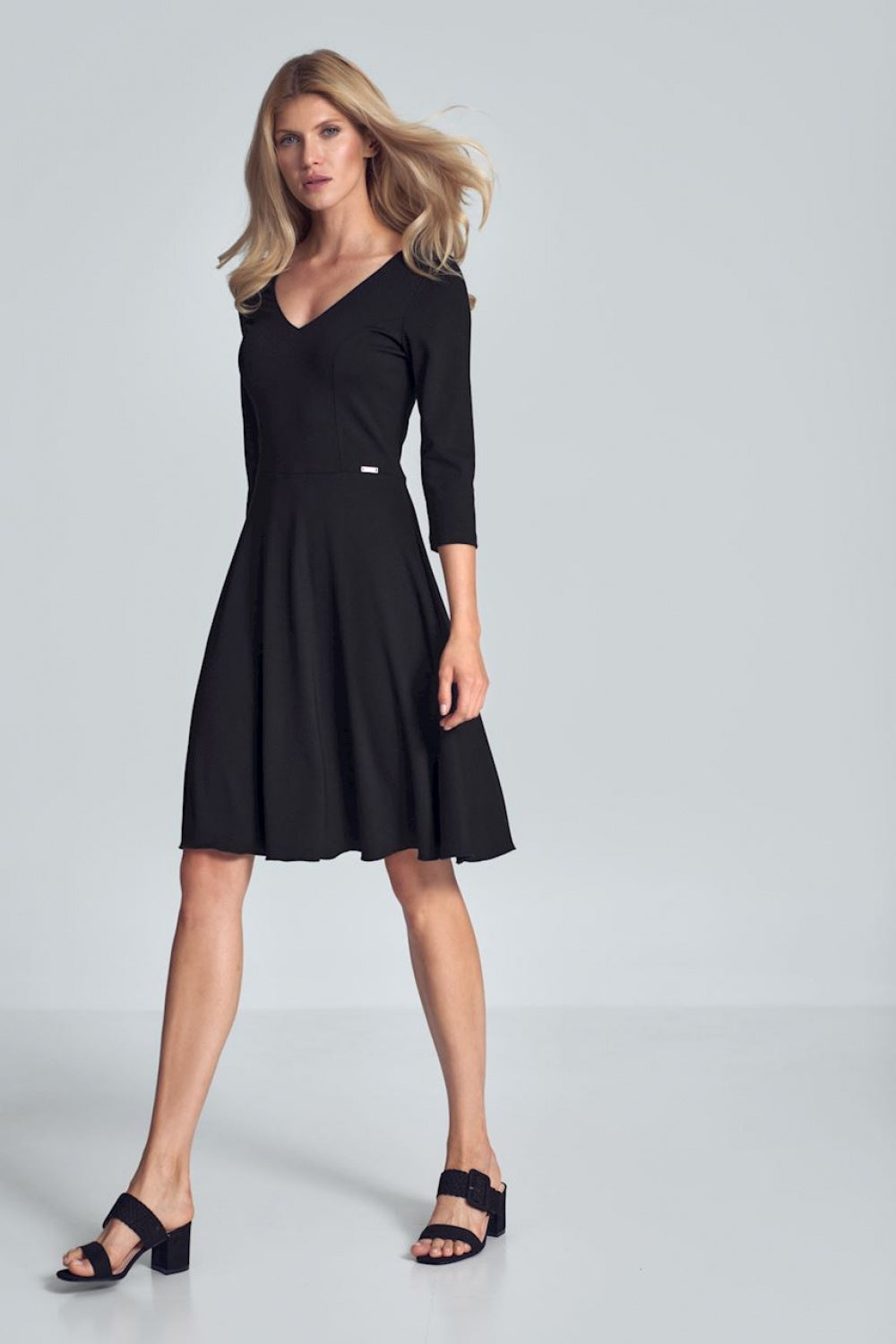 Figl Black Midi Flared Cocktail Dress - view 2