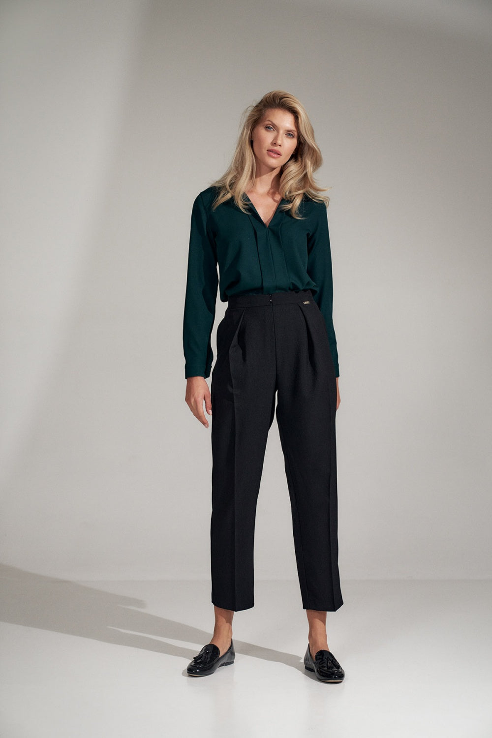 Figl Green Pleated Long Sleeve Blouse