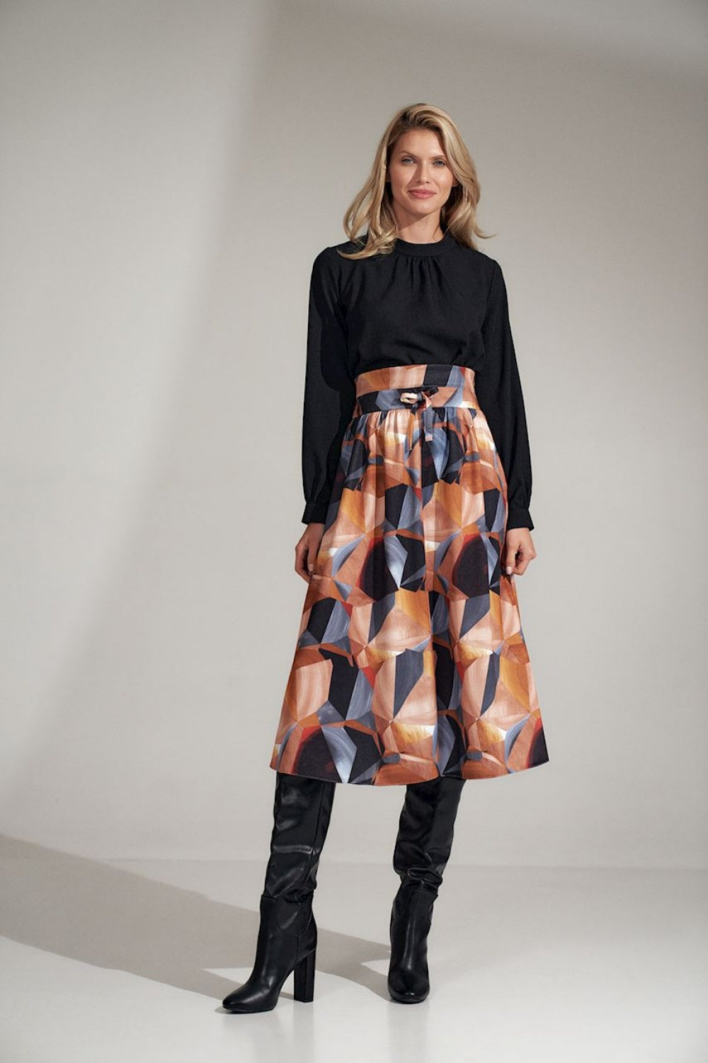 Figl Black Collared Pleated Blouse - view 2