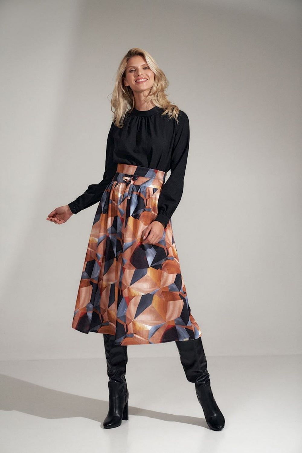 Figl Black Collared Pleated Blouse - view 4
