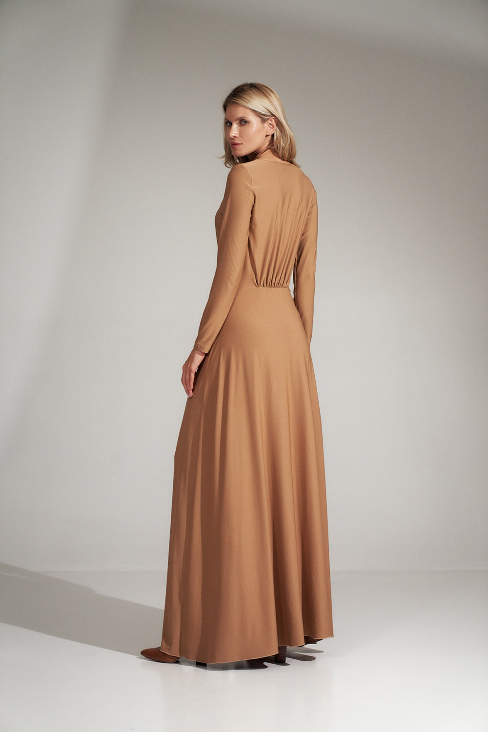 Figl Beige Pleated V-Neck Dress - view 3