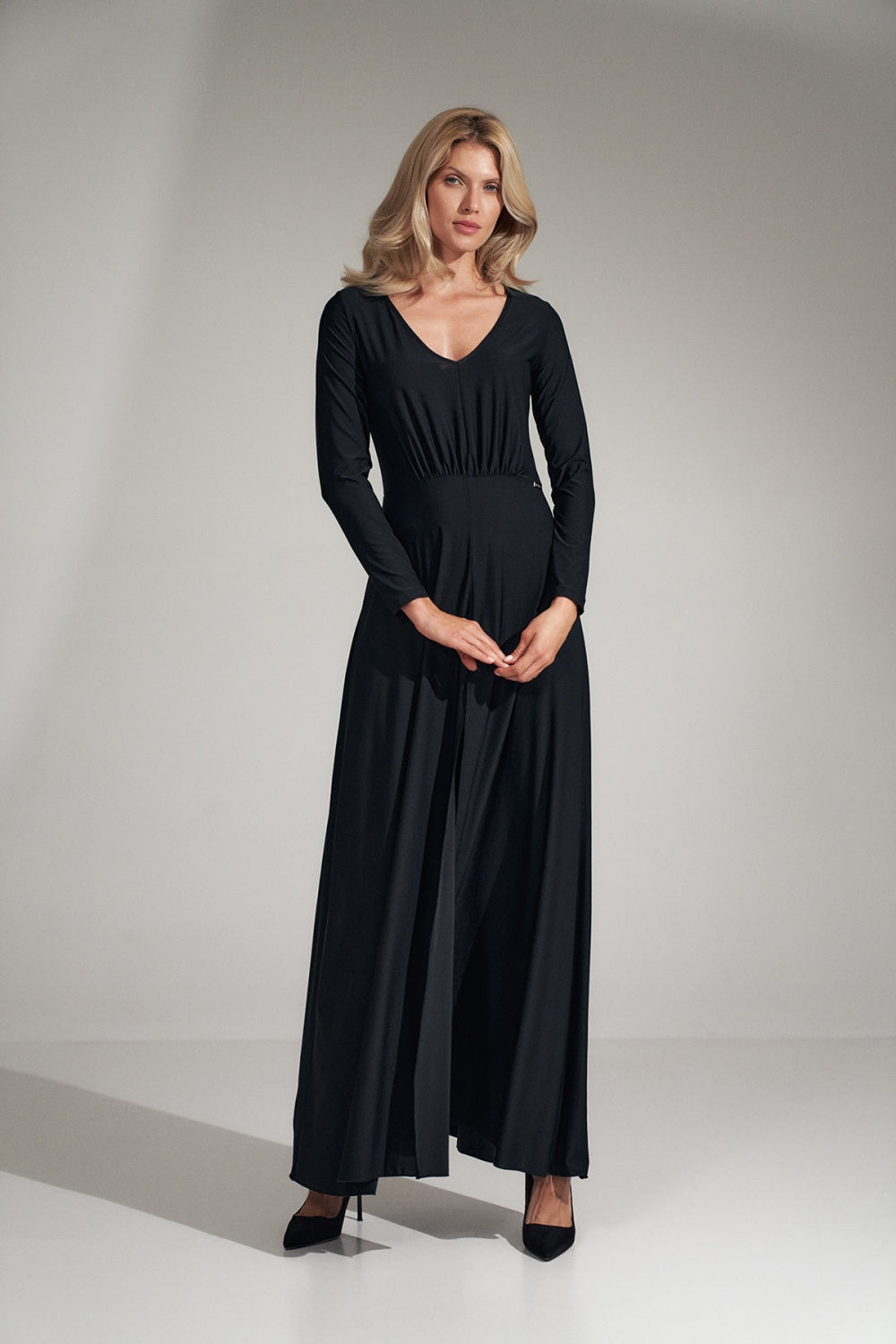Figl Black Flared V-Neck Dress - view 2