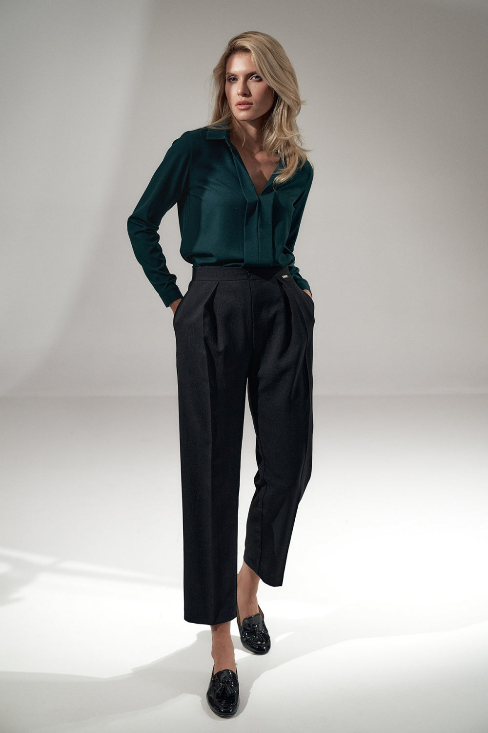 Figl Black Pleated Trousers