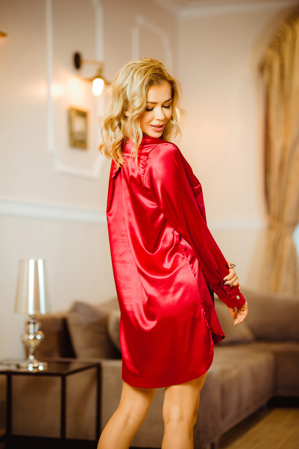Kalimo Carey Burgundy Satin Nightdress - view 3