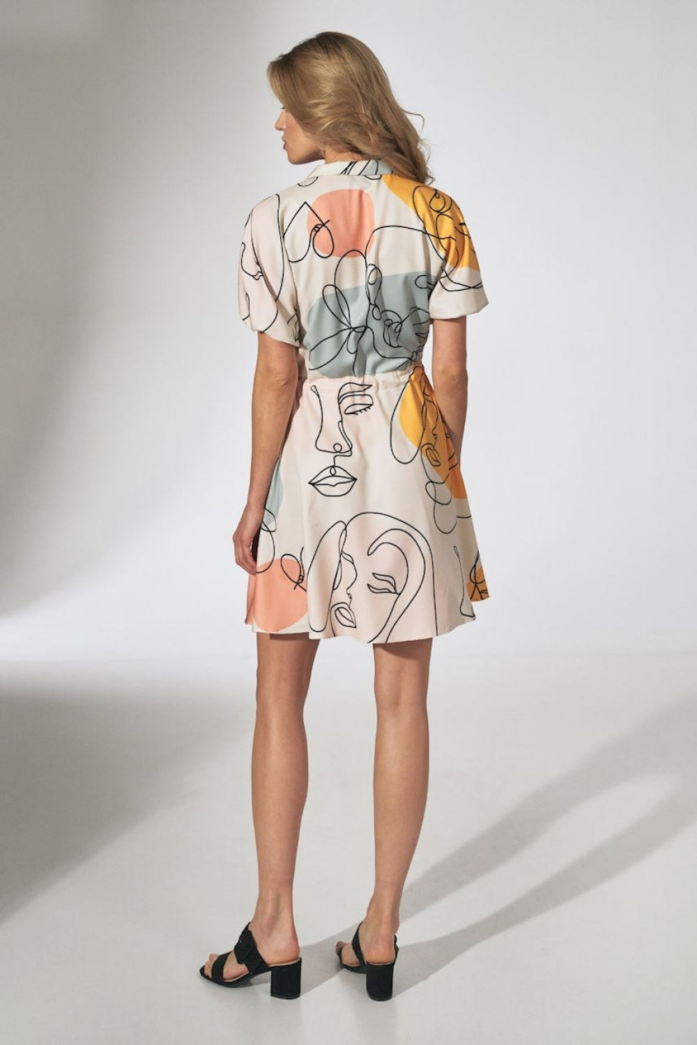 Figl Patterned Collared Mini Flared Dress - view 3