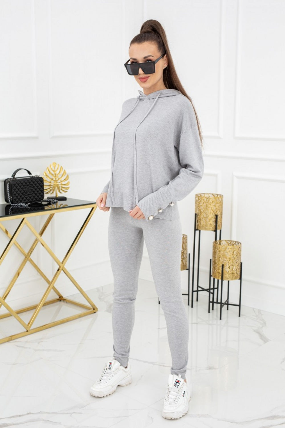 Vittoria Ventini Kim Pearl Buttons Silver Co-Ord Set