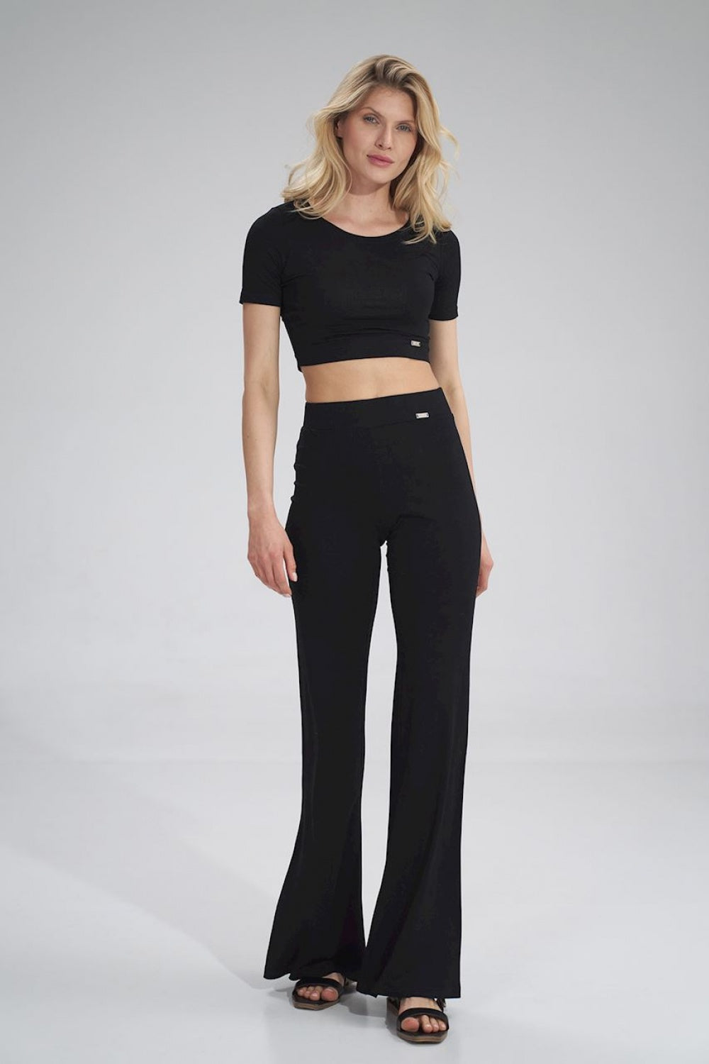 Figl Black Cropped Short Sleeve Blouse - view 2