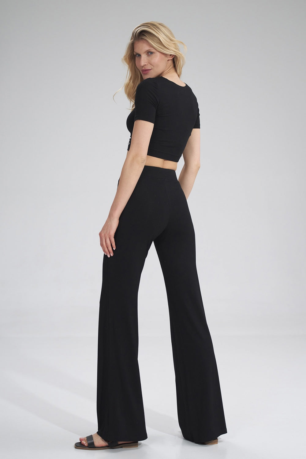 Figl Black Cropped Short Sleeve Blouse - view 3