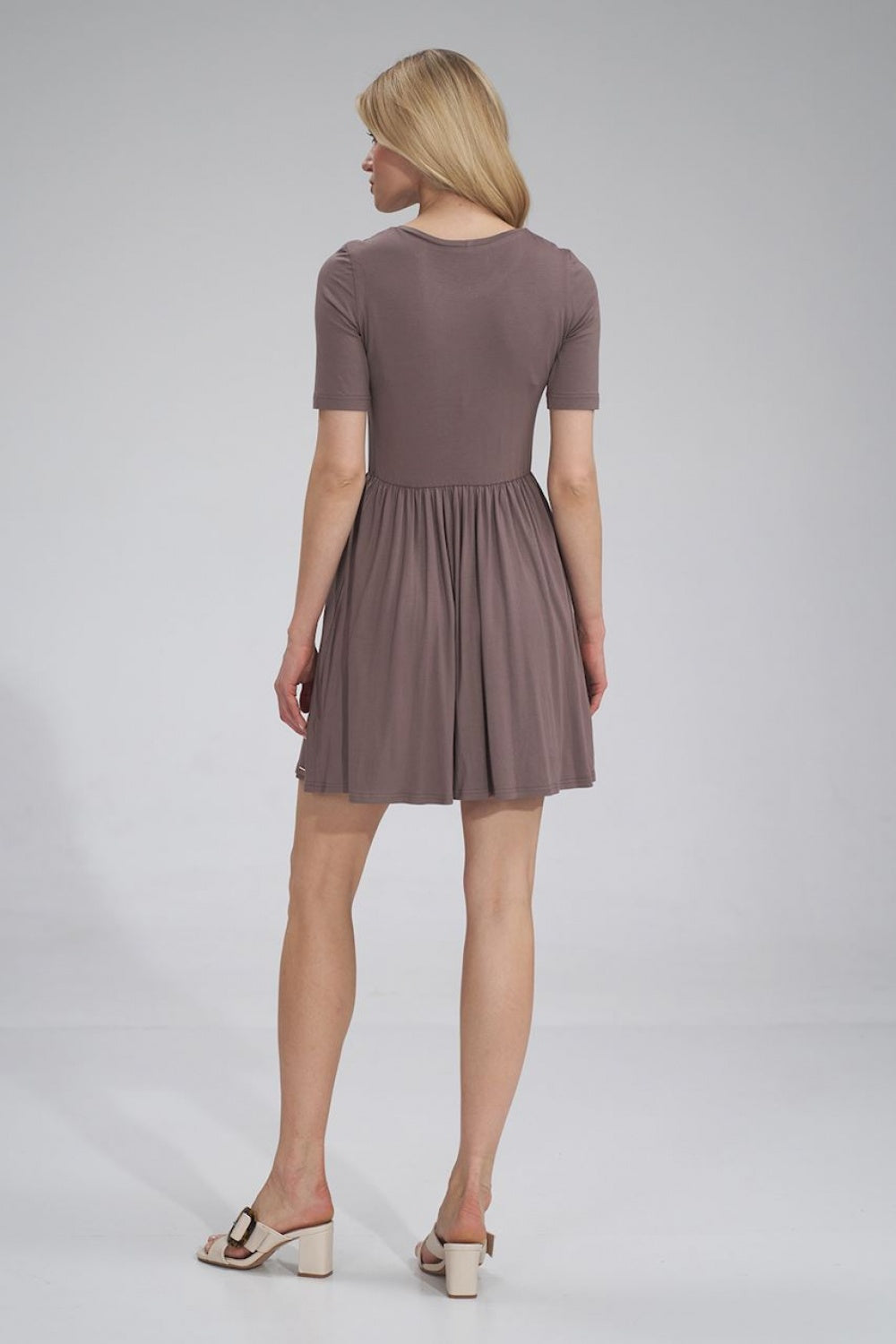 Figl Brown Flared Short Sleeve Dress - view 3