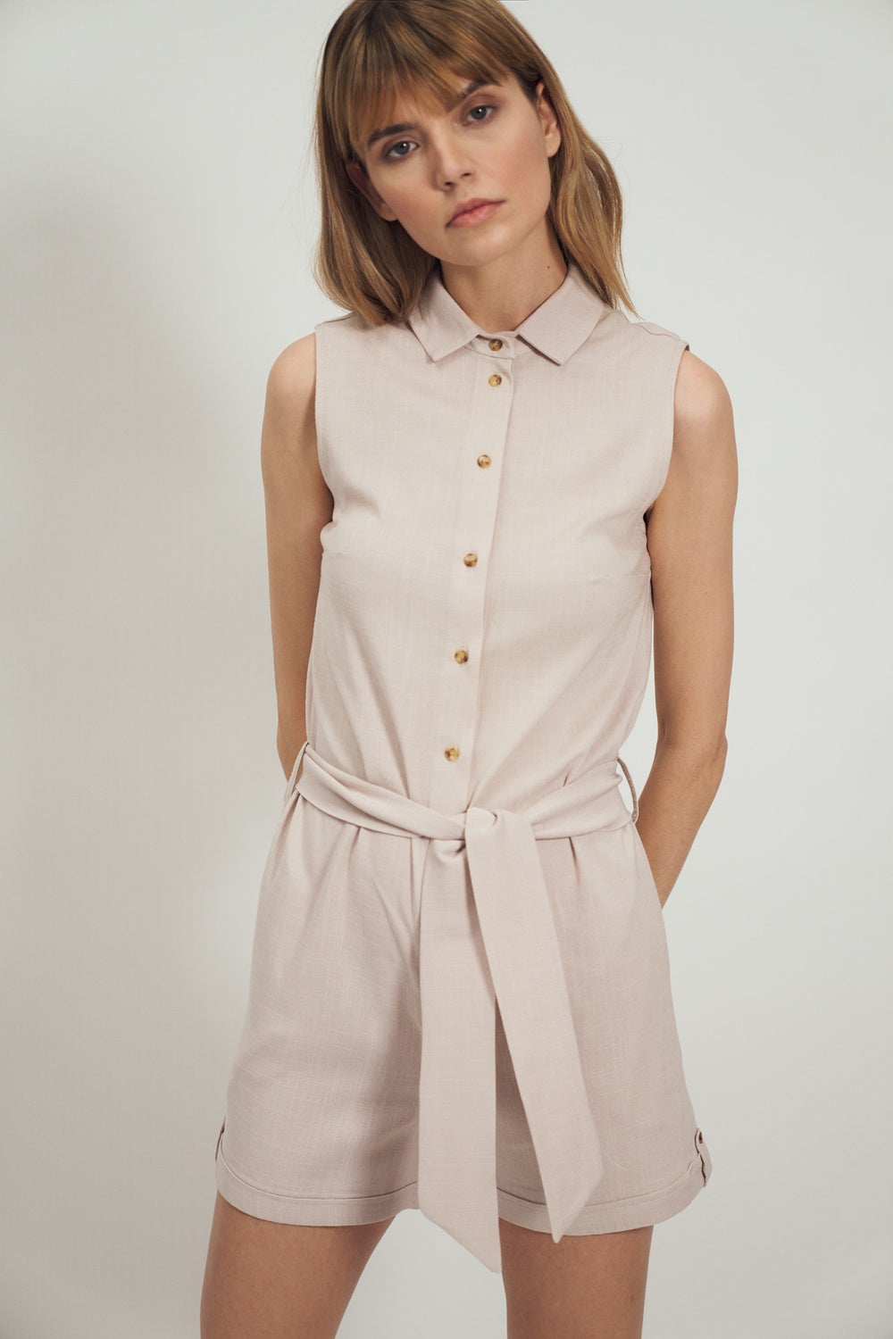 Nife Beige Viscose Jumpsuit