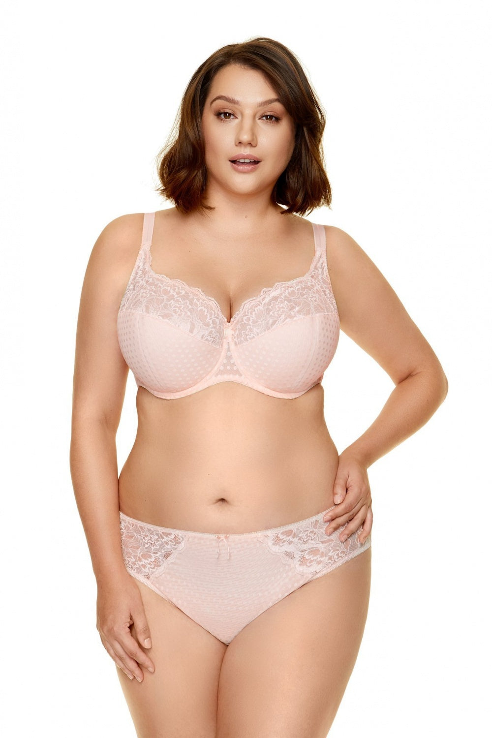 Gorteks Bari Powder Pink Lace Padded Semi-Soft Bra