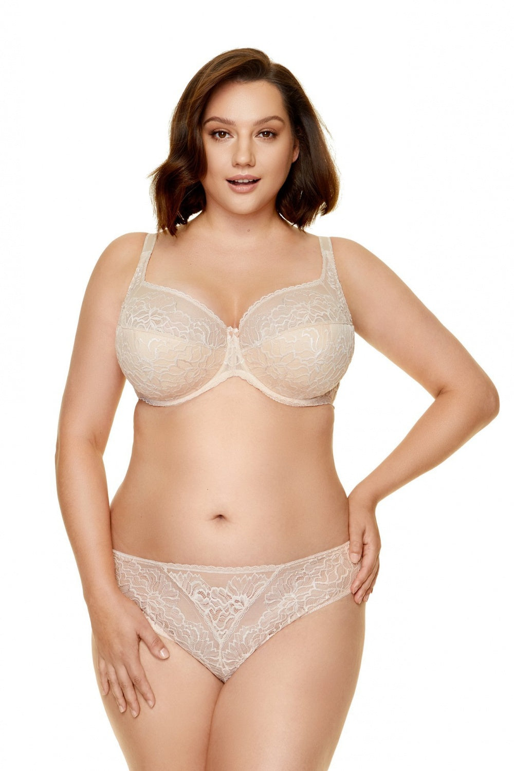 Gorteks Cairo Beige Lace Padded Semi-Soft Bra