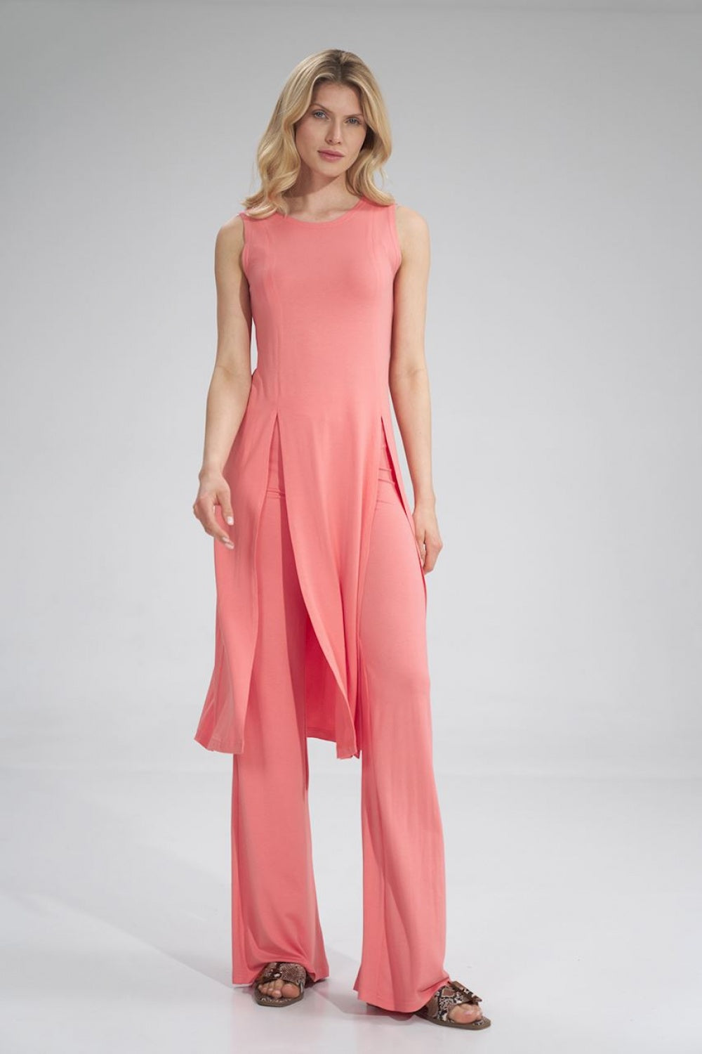 Figl Coral Midi Sleeveless Tunic