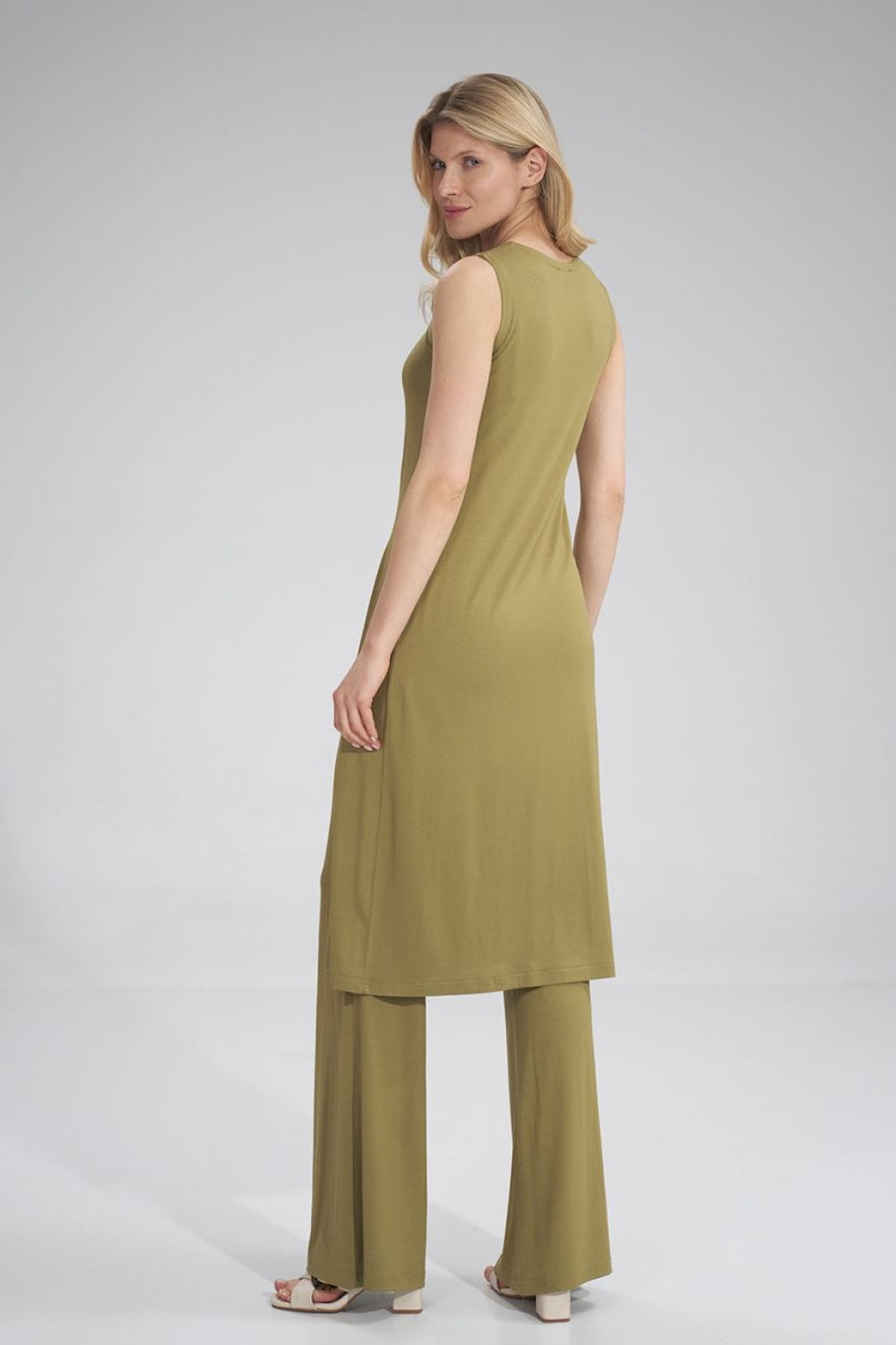 Figl Light Olive Midi Sleeveless Tunic - view 2