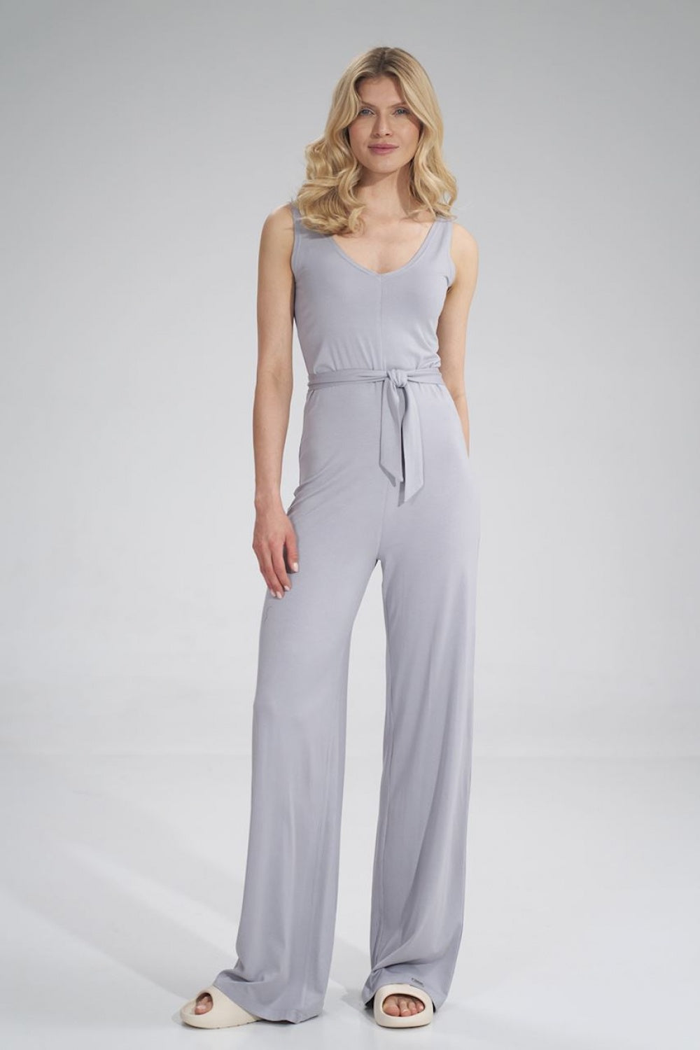 Figl Light Grey Wide Leg Sleeveless Jumpsuit