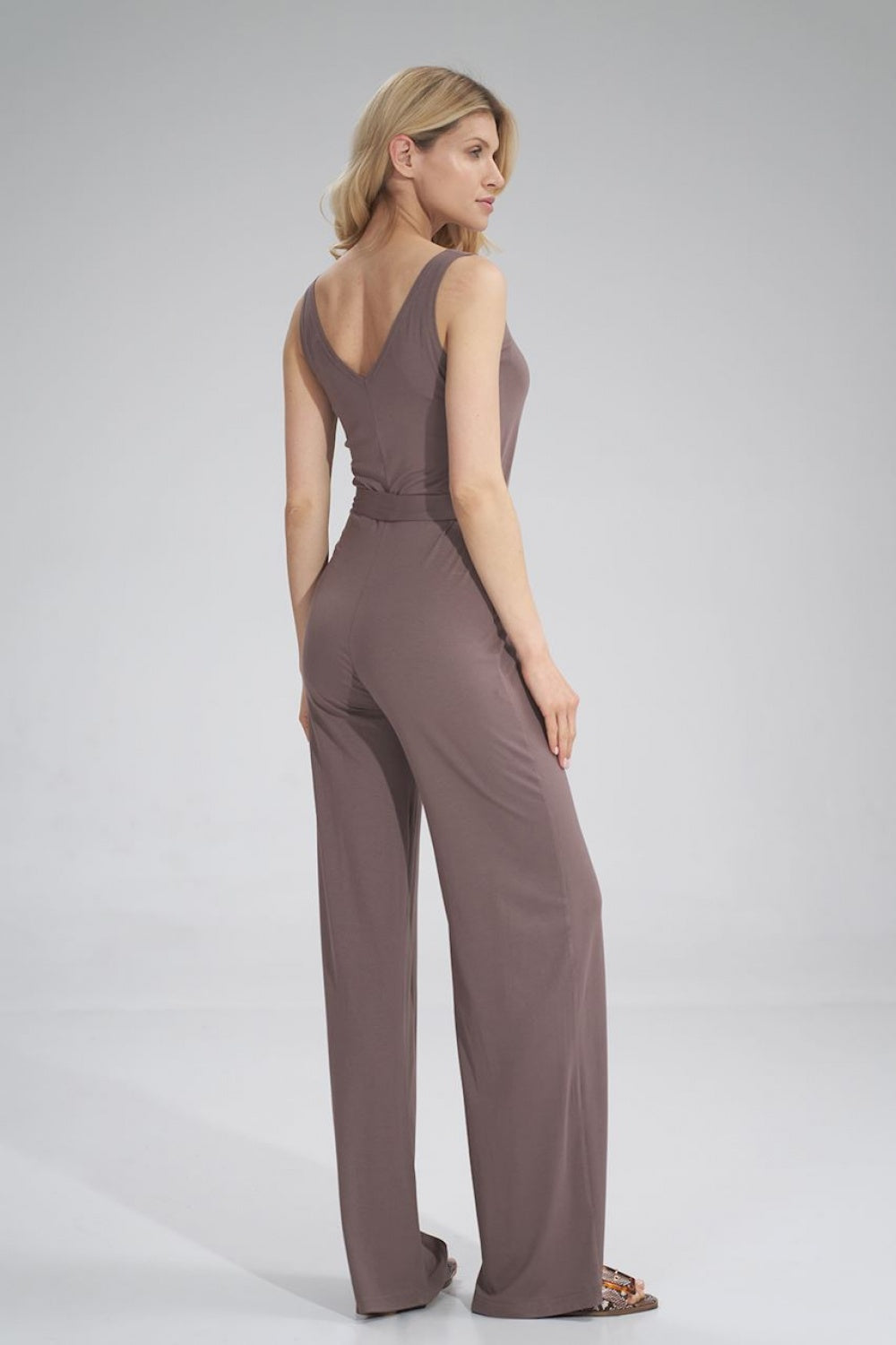 Figl Brown Wide Leg Sleeveless Jumpsuit - view 3