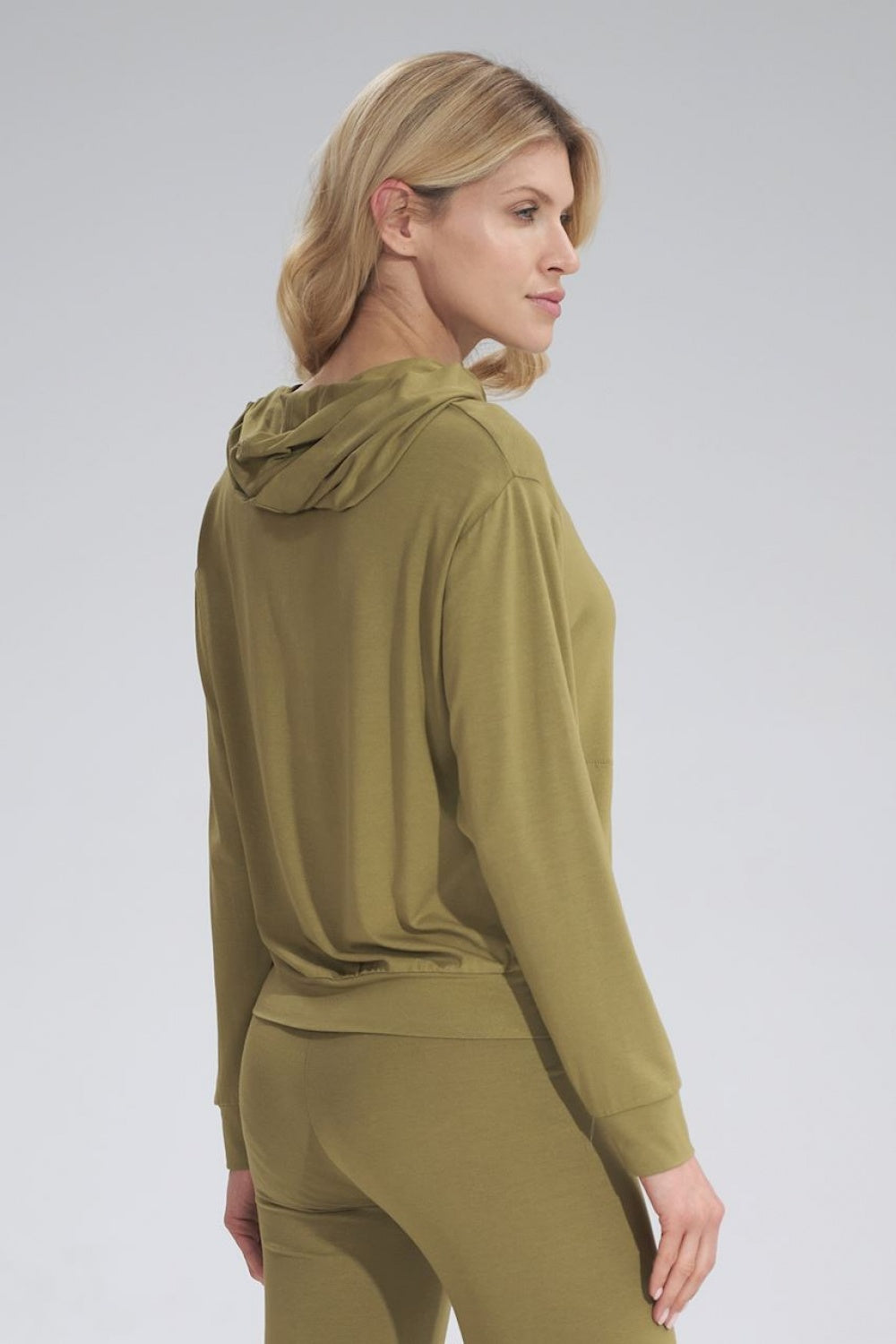 Figl Light Olive Hooded Long Sleeve Sweatshirt - view 3