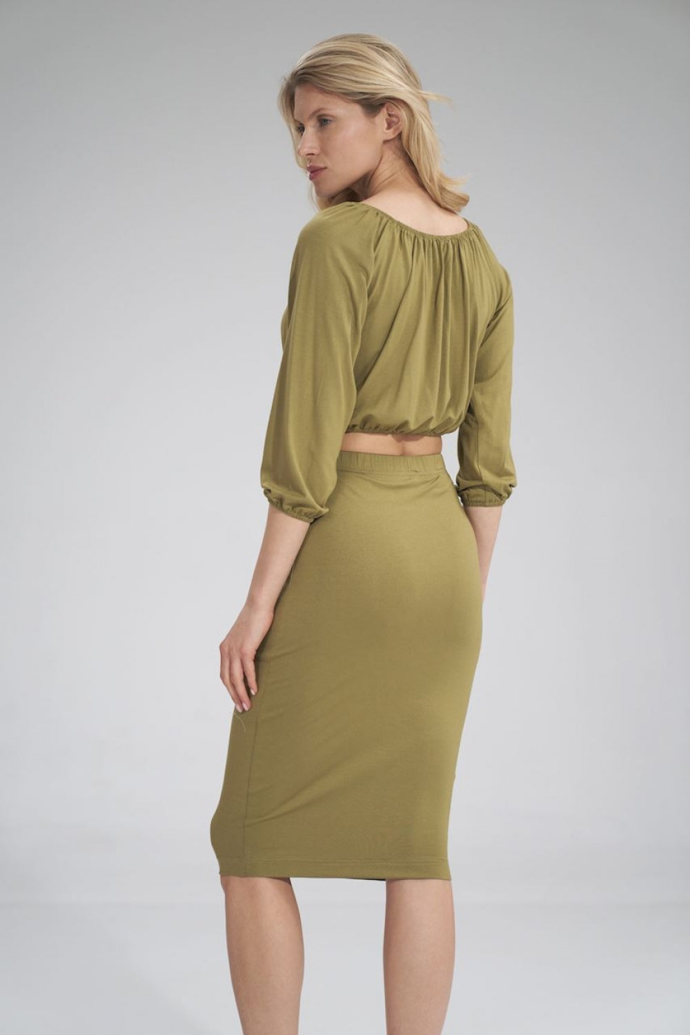 Figl Light Olive Pleated Blouse - view 3