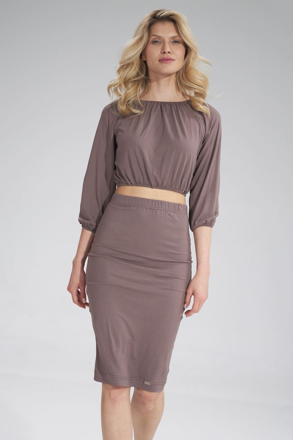 Figl Brown Pleated Blouse