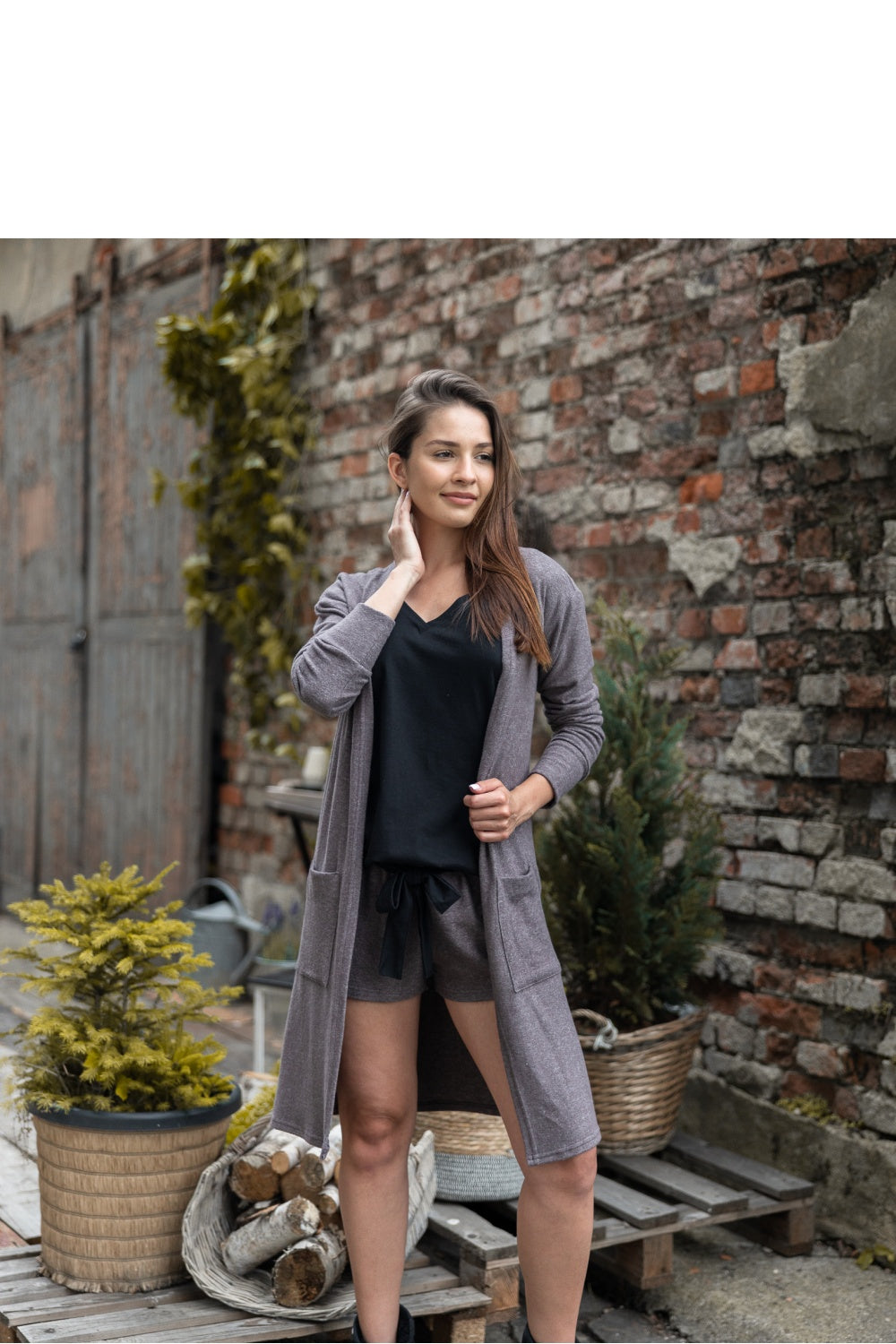Sensis Milee Brown Hooded Cardigan - view 2