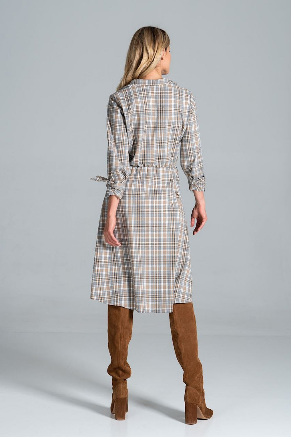 Figl Patterned Midi Flared V-Neck Dress - view 3