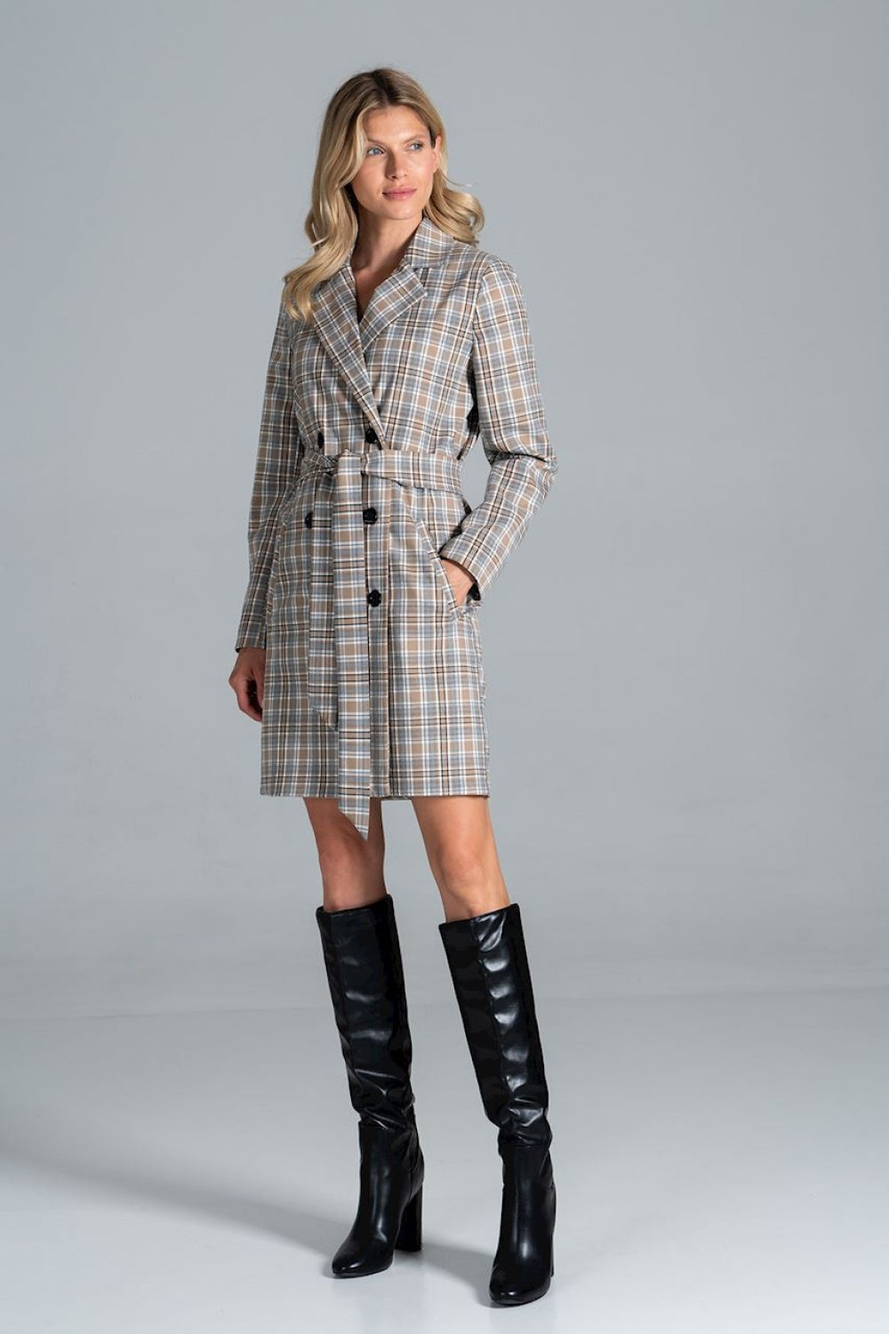 Figl Patterned Collared Coat - view 2