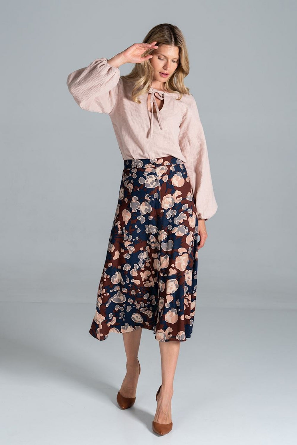 Figl Patterned A-Line Midi Skirt
